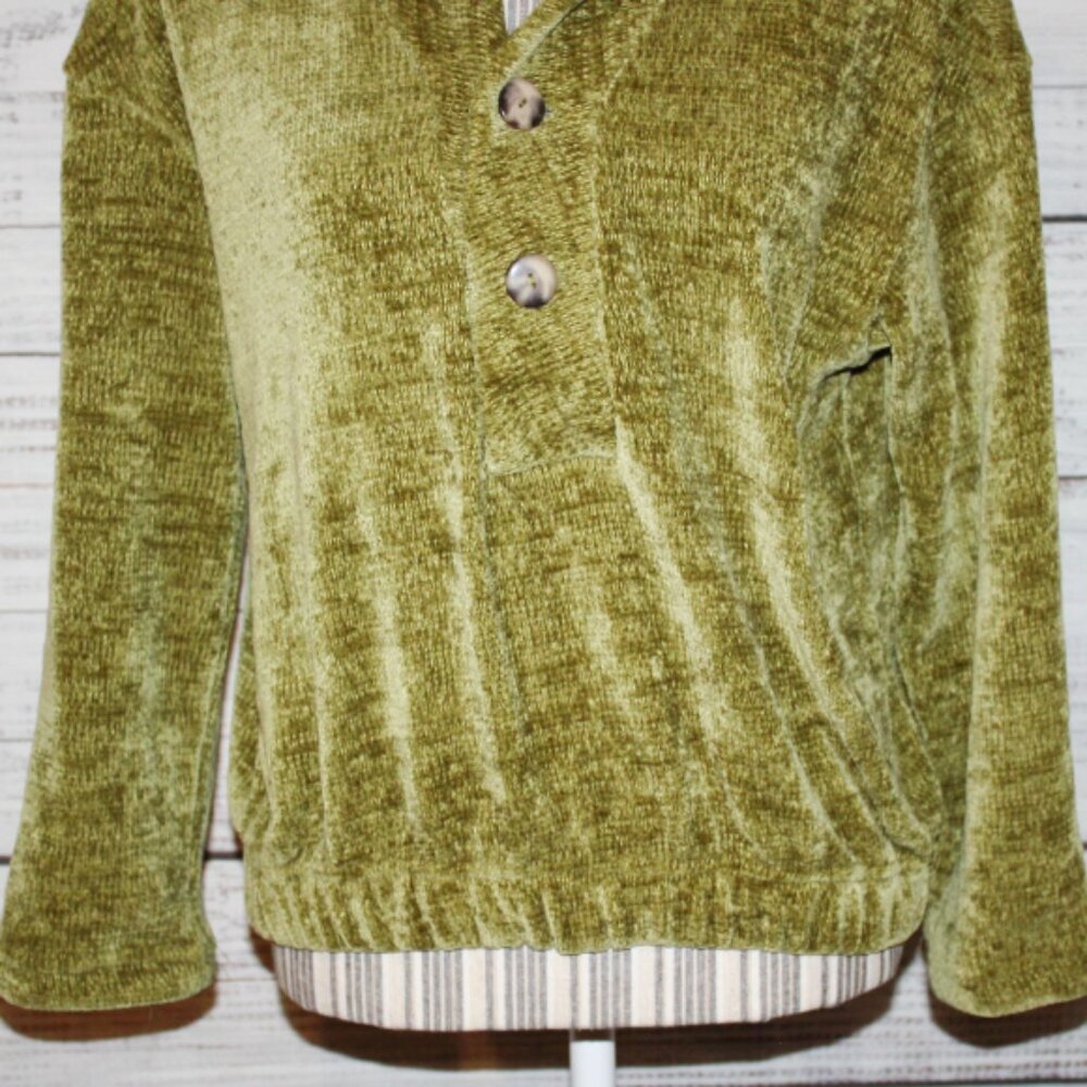 Chelsea & Theodore Green half button down Sweater Size Small - Picture 4 of 6